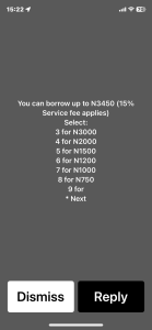 Choose the amount you want to bvorrow on airtel